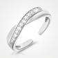 Toe Ring with Crossover Motif in Sterling Silver with Cubic Zirconia