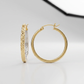 Two-Tone Yellow and White Gold Petite Patterned Hoop Earrings
