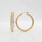 Two-Tone Yellow and White Gold Petite Patterned Hoop Earrings