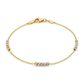 14k Tri Color Gold Anklet with Textured Beads