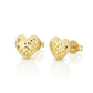 14k Yellow Gold Puffed Heart Earrings with Diamond Cuts