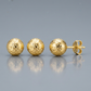 14k Yellow Gold Ball Earrings with Crystal Cut Texture