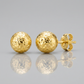 14k Yellow Gold Ball Earrings with Crystal Cut Texture