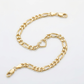 14k Yellow Gold 7 inch Figaro Chain Bracelet with Heart