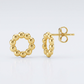 14K Yellow Gold Beaded Circle Earrings
