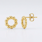 14K Yellow Gold Beaded Circle Earrings