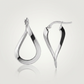 14k White Gold Twisted Freeform Hoop Earrings