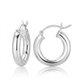 Sterling Silver Thick Polished Hoop Earrings with Rhodium Plating (15mm)