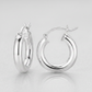 Sterling Silver Thick Polished Hoop Earrings with Rhodium Plating (15mm)