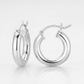 Sterling Silver Thick Polished Hoop Earrings with Rhodium Plating (15mm)