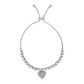 Adjustable Bead Bracelet with Round Charm Cubic Zirconias in Sterling Silver