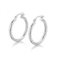 Sterling Silver Rhodium Plated Polished Look Hoop Earrings (25mm)