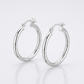 Sterling Silver Rhodium Plated Polished Look Hoop Earrings (25mm)