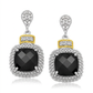 18k Yellow Gold & Sterling Silver Black Onyx & Diamond Earrings (.05cttw)