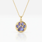 14k Yellow Gold Necklace with Dog Paw Print Symbol in Mother of Pearl