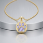 14k Yellow Gold Necklace with Dog Paw Print Symbol in Mother of Pearl