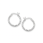 Sterling Silver Faceted Design Hoop Earrings with Rhodium Plating