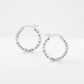 Sterling Silver Faceted Design Hoop Earrings with Rhodium Plating