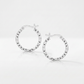 Sterling Silver Faceted Design Hoop Earrings with Rhodium Plating