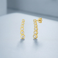 14k Yellow Gold Graduated Circles Climber Post Earrings with Cubic Zirconias