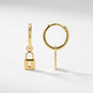 14k Yellow Gold Huggie Style Hoop Earrings with Padlock Drops