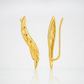 Textured Leaf Climber Earrings in 14k Yellow Gold