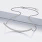 Sterling Silver Curved Bar Necklace with Cubic Zirconias