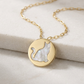 14k Yellow Gold Necklace with Cat Symbol in Mother of Pearl