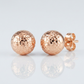 14 k Rose Gold Ball Earrings with Crystal Cut Texture