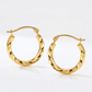 10k Yellow Gold Hoop Earrings in Textured Polished Style (5/8 inch Diameter)