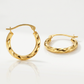 10k Yellow Gold Hoop Earrings in Textured Polished Style (5/8 inch Diameter)
