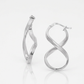 14k White Gold Twist Motif Polished Hoop Earrings