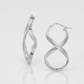 14k White Gold Twist Motif Polished Hoop Earrings
