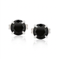 14k White Gold Stud Earrings with Black 4mm Cubic Zirconia