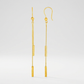 Textured Bar Long Drop Earrings in 14k Yellow Gold