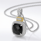 18k Yellow Gold & Sterling Silver Popcorn Cushion Black Onyx and Diamond Pendant