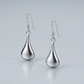 Sterling Silver Long Teardrop Shape Puff Drop Earrings
