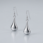 Sterling Silver Long Teardrop Shape Puff Drop Earrings