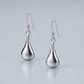 Sterling Silver Long Teardrop Shape Puff Drop Earrings