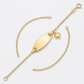 14k Yellow Gold Heart Accented Children's Cable Chain ID Bracelet