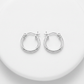 Sterling Silver Rhodium Plated Thin and Small Polished Hoop Earrings (10mm)