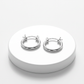 Sterling Silver Rhodium Plated Thin and Small Polished Hoop Earrings (10mm)