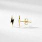 14k Yellow Gold and Enamel Black Lightning Bolt Stud Earrings