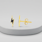 14k Yellow Gold and Enamel Black Lightning Bolt Stud Earrings