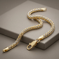 Two-Toned Fine Wheat Chain Bracelet in 10k Yellow and White Gold