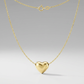 14k Yellow Gold Chain Necklace with Sliding Puffed Heart Charm