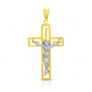14k Two-Tone Gold Cross with Figure Pendant