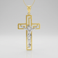 14k Two-Tone Gold Cross with Figure Pendant