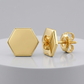 14k Yellow Gold Hexagon Stud Earrings