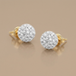 14k Yellow Gold Stud White Crystal Ball Earrings